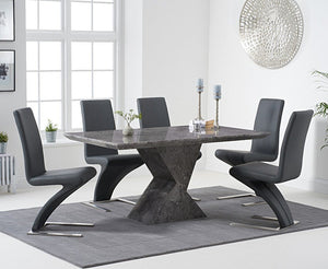 Rico 160cm Grey Marble Dining Table with Hereford Dining Chairs